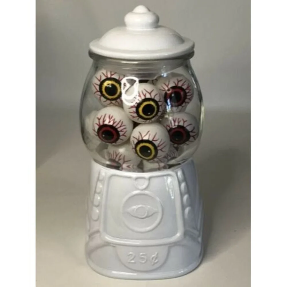 Target Bullseye Playground Glass Gumball Machine Candy Dispenser Canister Black